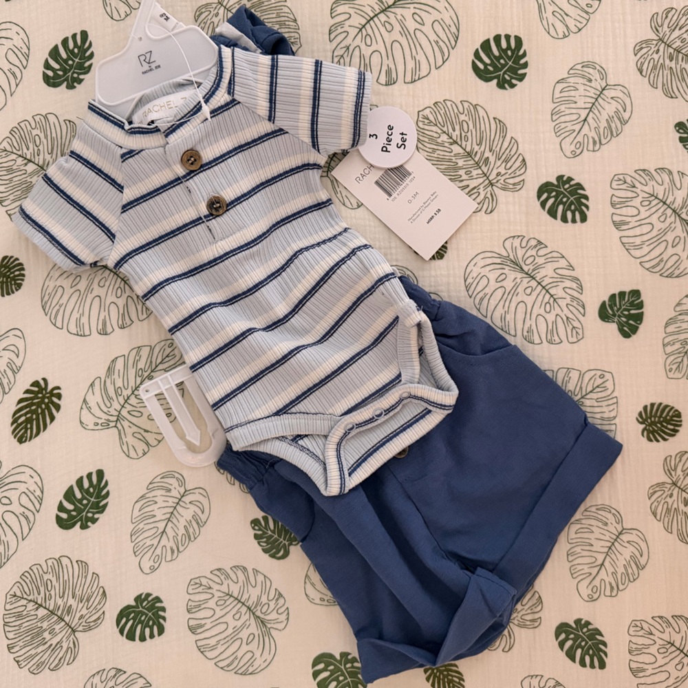 Rachel Zoe Striped Baby Outfit in Blue and White
